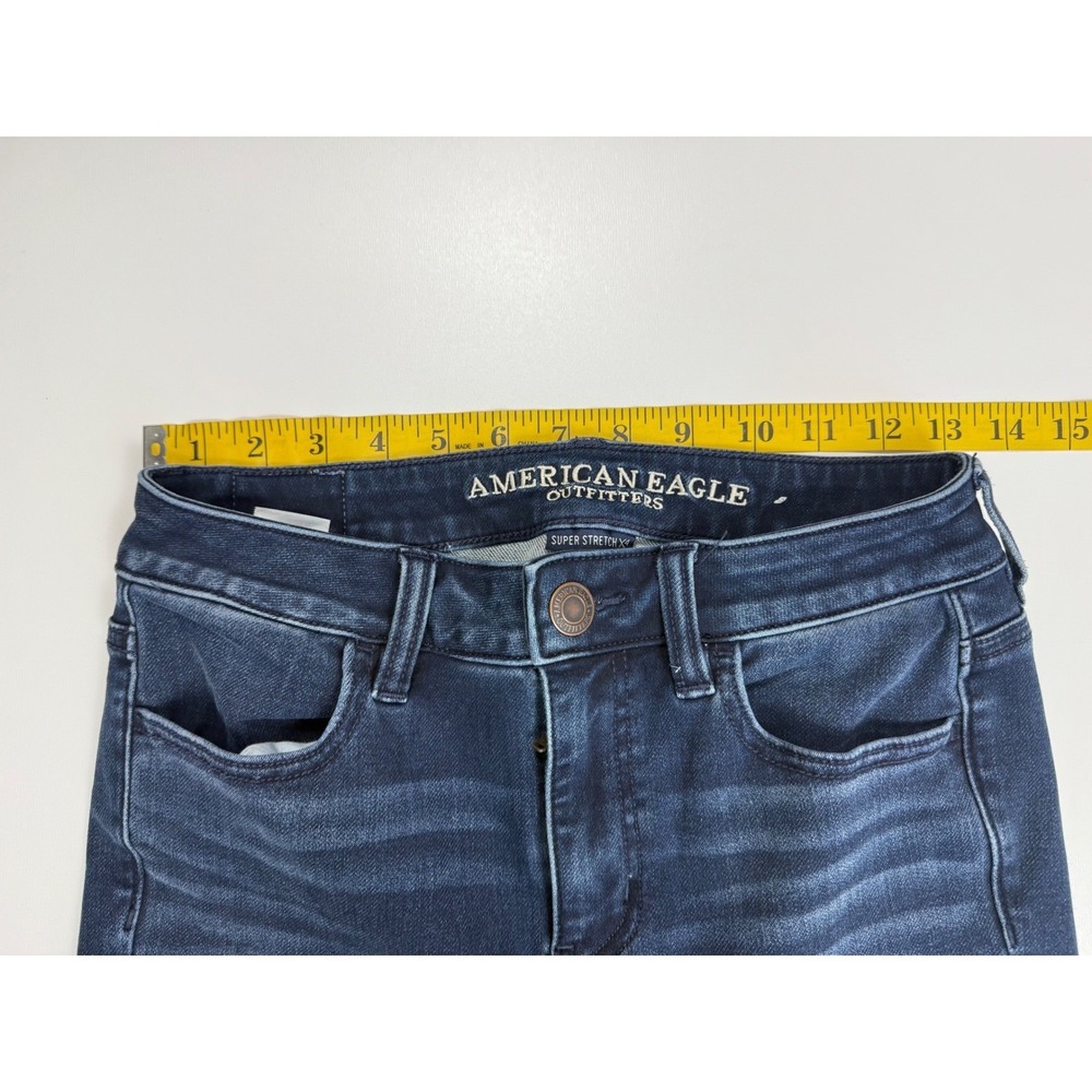 American Eagle Hi-Rise Jegging Crop Dark Super Stretch Jeans Womens 4 Short - Picture 5 of 8